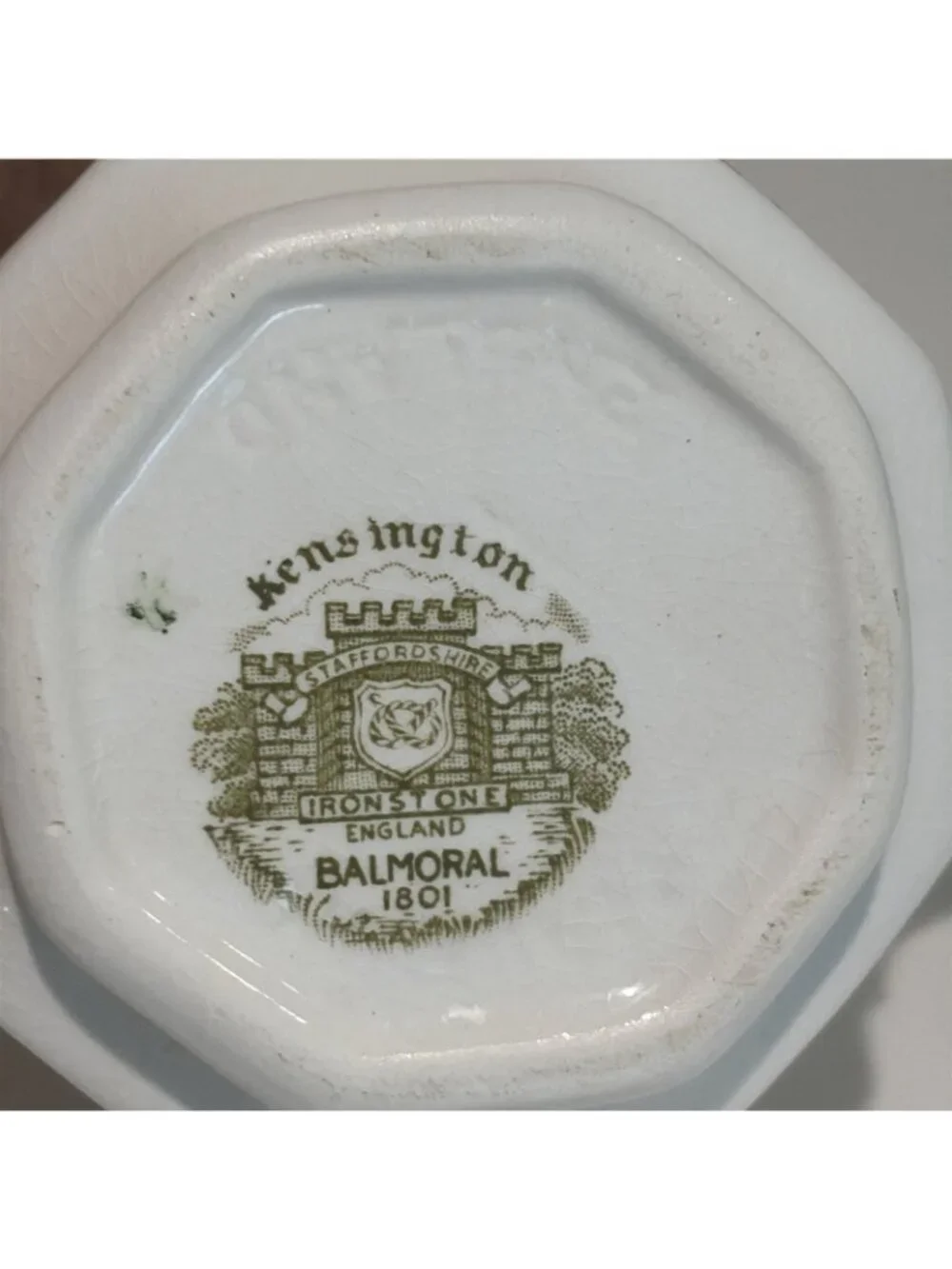 Kensington Balmoral Creamer & Sugar Bowl Staffordshire Ironstone Green England